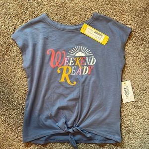 Blue Tie-front girls shirt